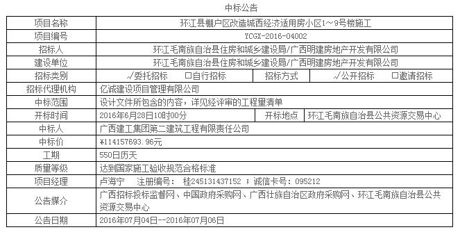 中標公告 中標公告