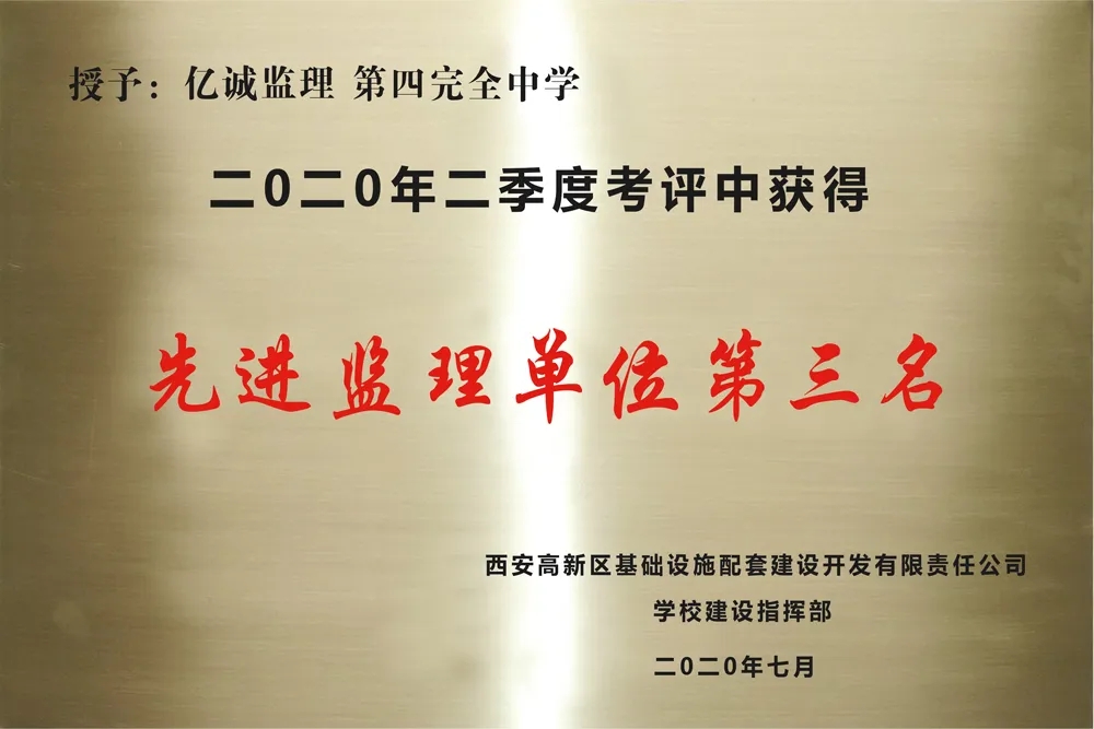 先進監理單位第三名 先進監理單位第三名