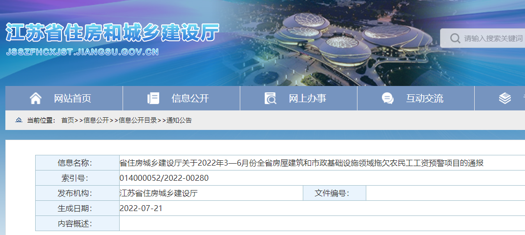 江蘇通報:1443個項目列入全省預(yù)警項目!應(yīng)于8月15日前整改到位!否則限制承攬新工程 江蘇通報:1443個項目列入全省預(yù)警項目!應(yīng)于8月15日前整改到位!否則限制承攬新工程